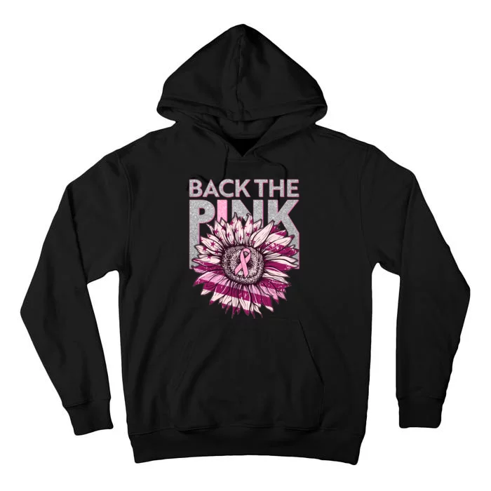 Back The Pink Breast Cancer Awareness Sunflower Ribbon Tall Hoodie