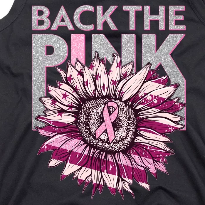 Back The Pink Breast Cancer Awareness Sunflower Ribbon Tank Top