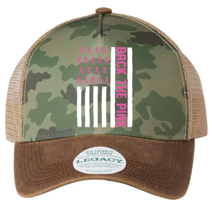 Back The Pink Breast Cancer Awareness Flag Legacy Tie Dye Trucker Hat