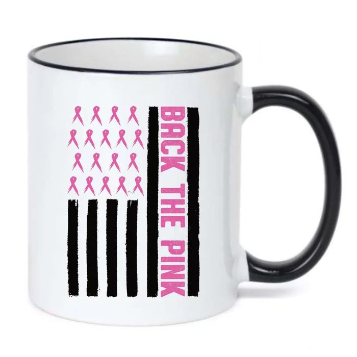 Back The Pink Breast Cancer Awareness Flag Black Color Changing Mug