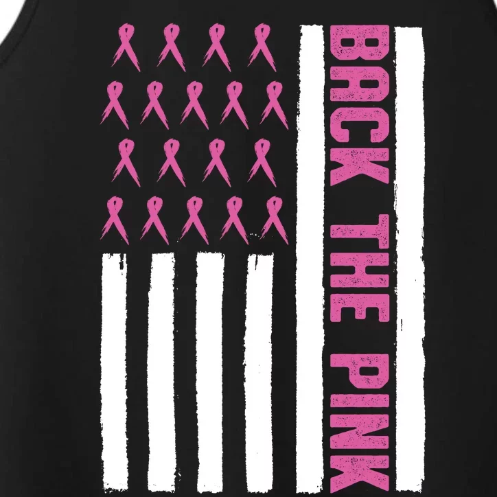 Back The Pink Breast Cancer Awareness Flag Performance Tank