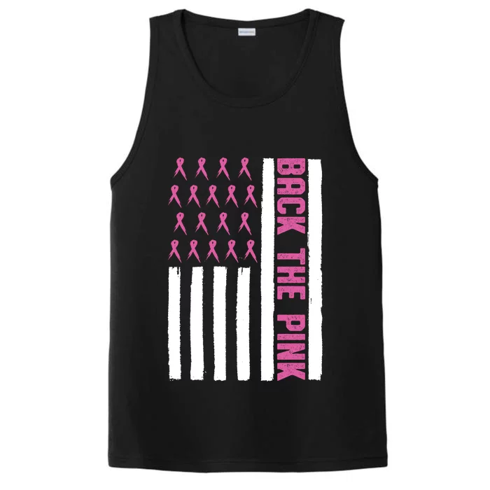 Back The Pink Breast Cancer Awareness Flag Performance Tank