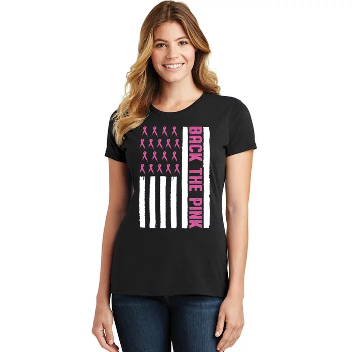 Back The Pink Breast Cancer Awareness Flag Women's T-Shirt