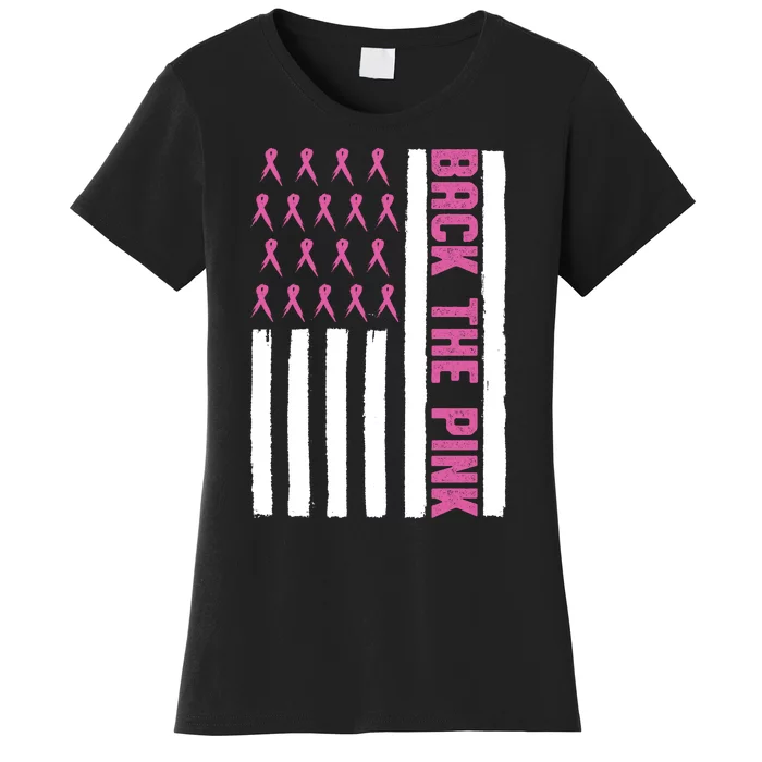 Back The Pink Breast Cancer Awareness Flag Women's T-Shirt