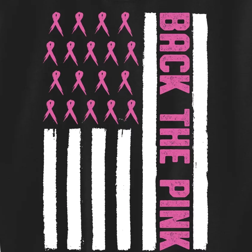 Back The Pink Breast Cancer Awareness Flag Kids Sweatshirt