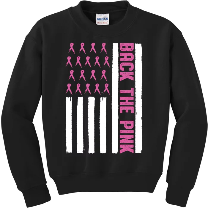 Back The Pink Breast Cancer Awareness Flag Kids Sweatshirt