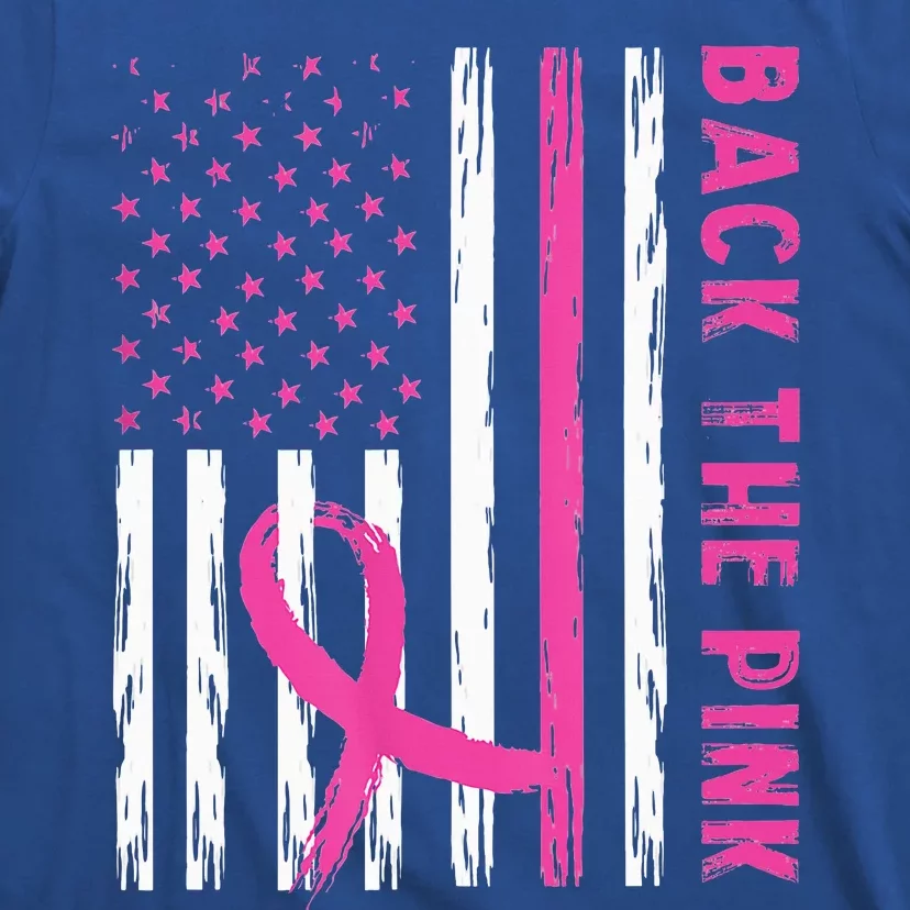 Back The Pink Ribbon Flag Breast Cancer Warrior T-Shirt