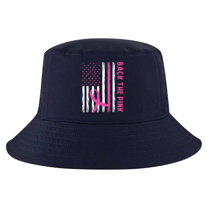 Back The Pink Ribbon Flag Breast Cancer Warrior Cool Comfort Performance Bucket Hat