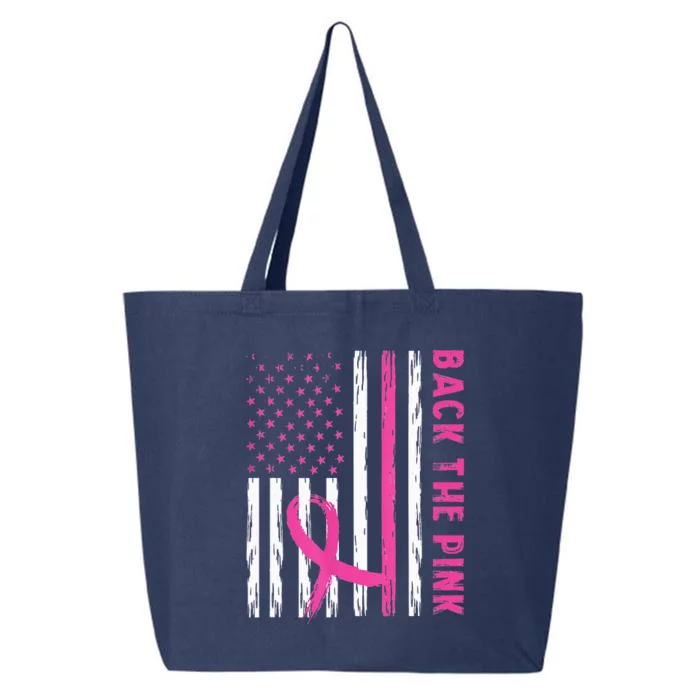 Back The Pink Ribbon Flag Breast Cancer Warrior 25L Jumbo Tote