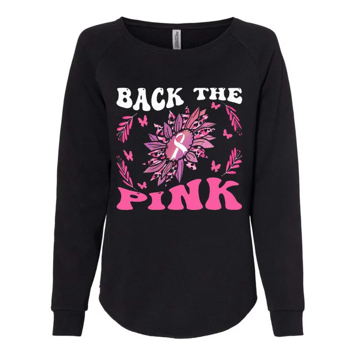 Back The Pink Ribbon Groovy Breast Cancer Awareness Womens California Wash Sweatshirt