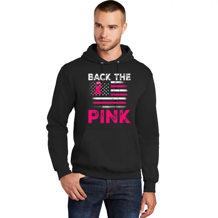 Back The Pink Ribbon Flag Breast Cancer Warrior Hoodie