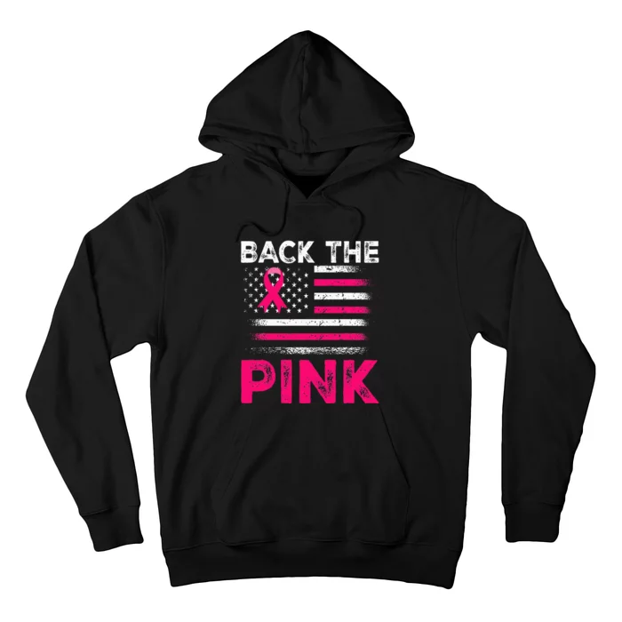 Back The Pink Ribbon Flag Breast Cancer Warrior Hoodie