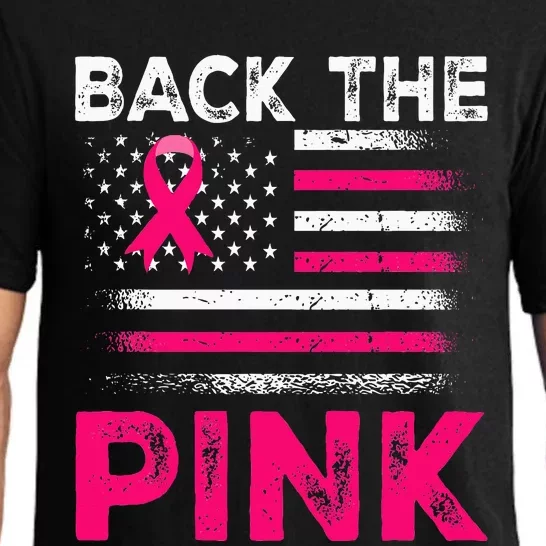 Back The Pink Ribbon Flag Breast Cancer Warrior Pajama Set