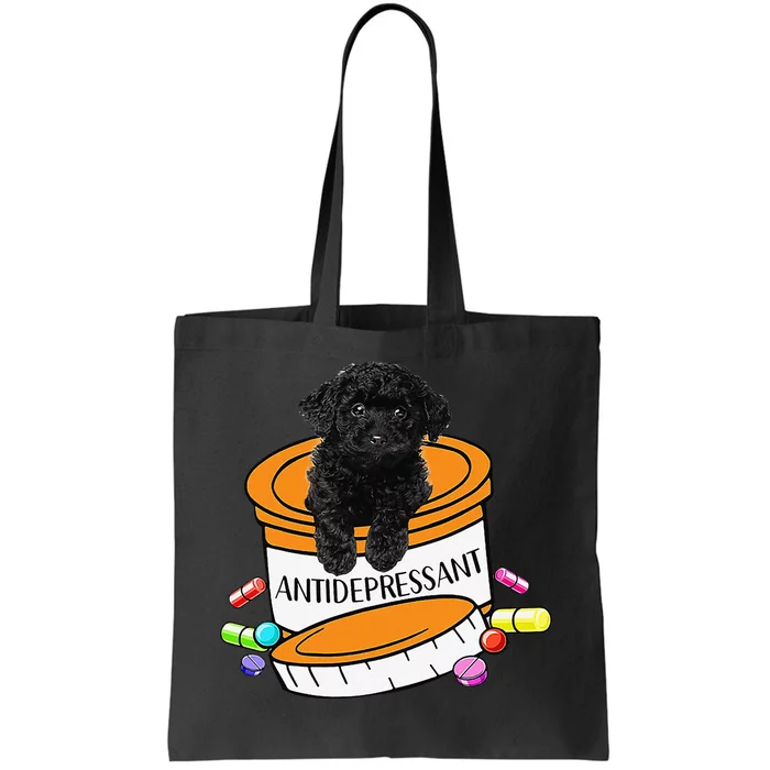 Black Toy Poodle Antidepressant Tote Bag