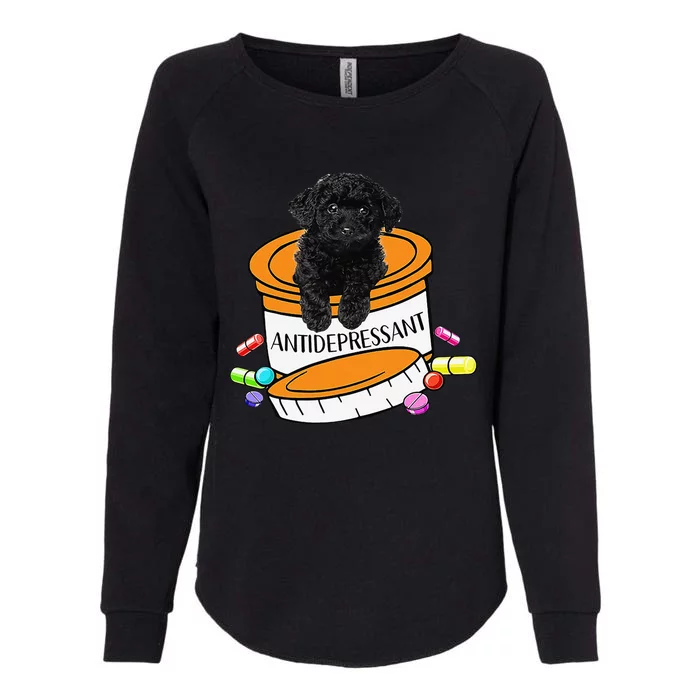 Black Toy Poodle Antidepressant Womens California Wash Sweatshirt