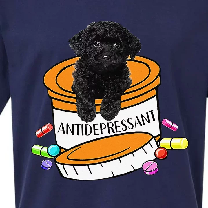 Black Toy Poodle Antidepressant Sueded Cloud Jersey T-Shirt