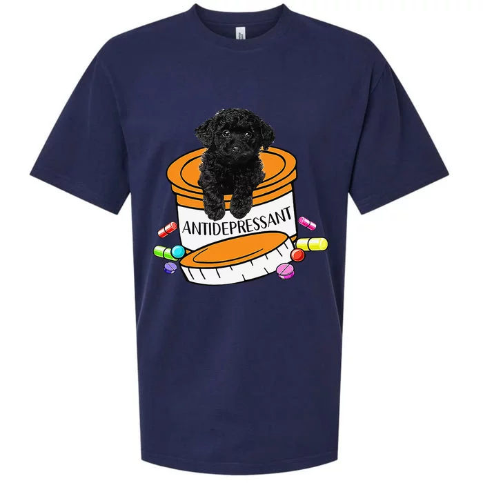 Black Toy Poodle Antidepressant Sueded Cloud Jersey T-Shirt