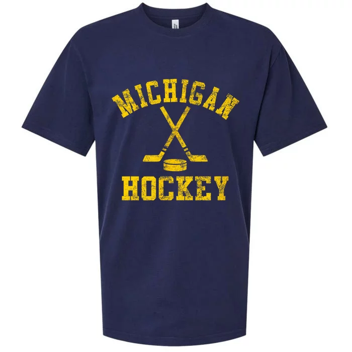 Born To Play Hockey Vintage Michigan Ice Hockey Gift Sueded Cloud Jersey T-Shirt