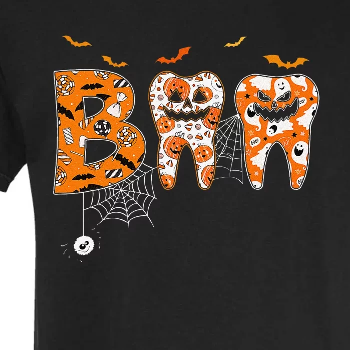 Boo Teeth Pumpkin Dentist Dental Hygienist Halloween Garment-Dyed Heavyweight T-Shirt