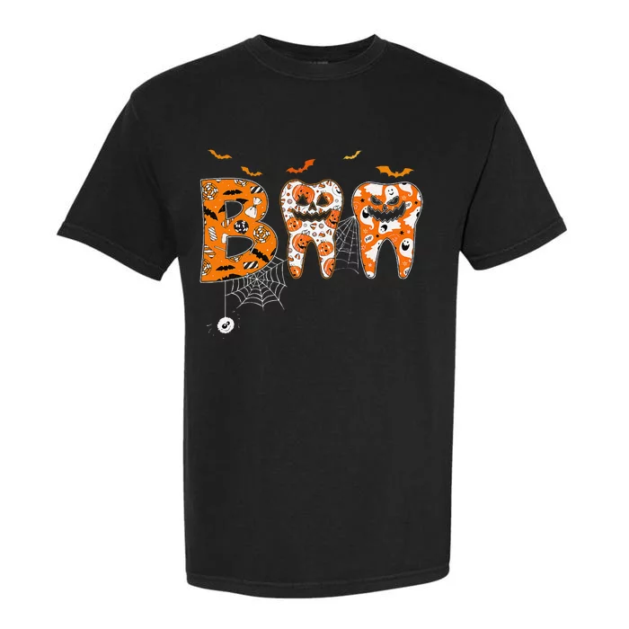 Boo Teeth Pumpkin Dentist Dental Hygienist Halloween Garment-Dyed Heavyweight T-Shirt