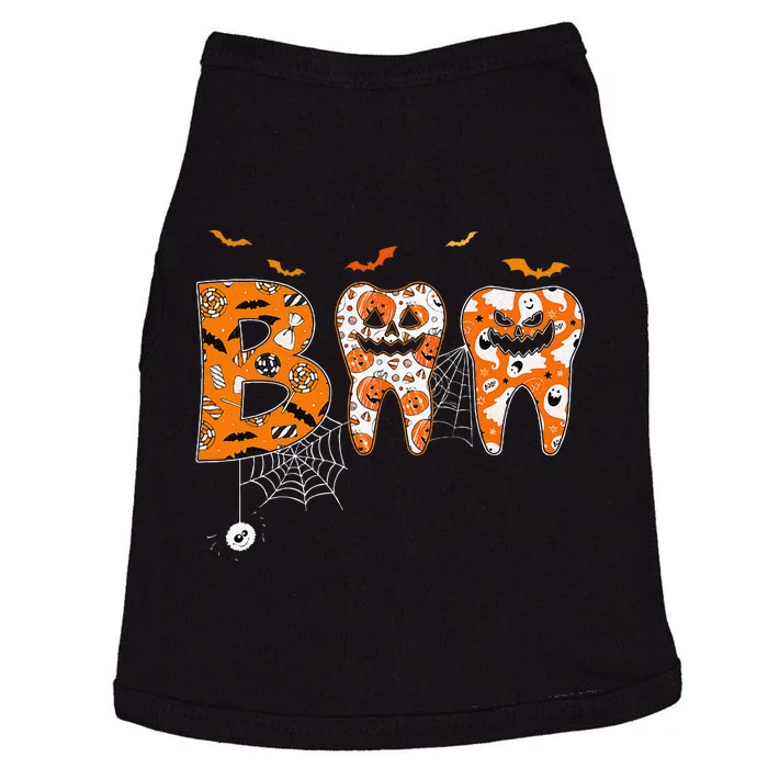 Boo Teeth Pumpkin Dentist Dental Hygienist Halloween Doggie Tank