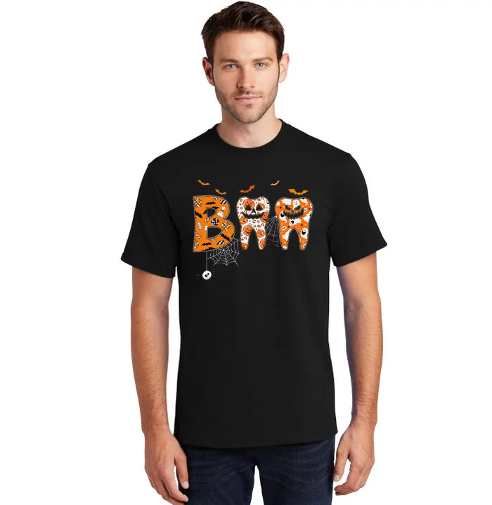 Boo Teeth Pumpkin Dentist Dental Hygienist Halloween Tall T-Shirt