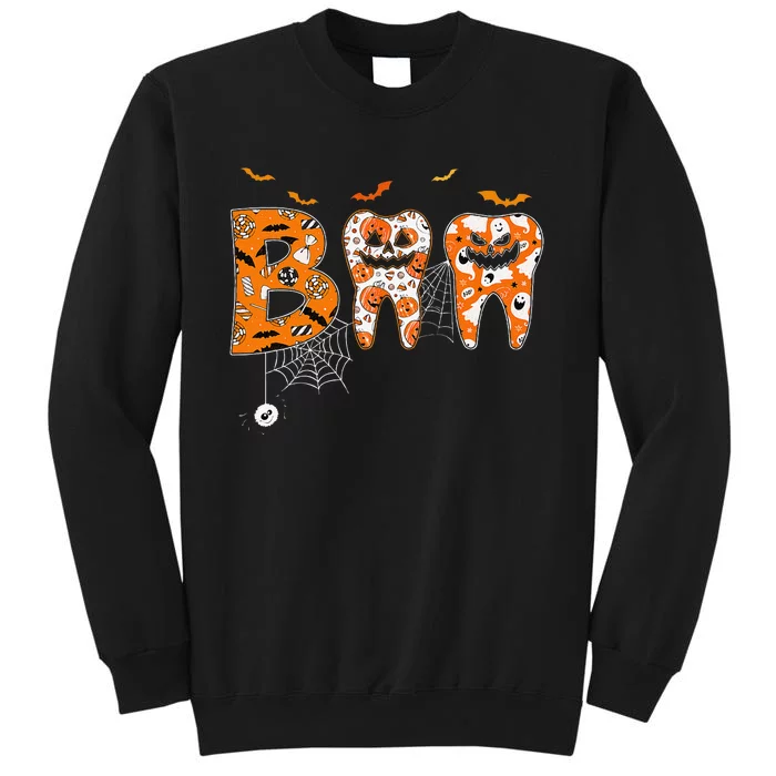 Boo Teeth Pumpkin Dentist Dental Hygienist Halloween Tall Sweatshirt