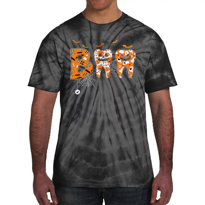 Boo Teeth Pumpkin Dentist Dental Hygienist Halloween Tie-Dye T-Shirt