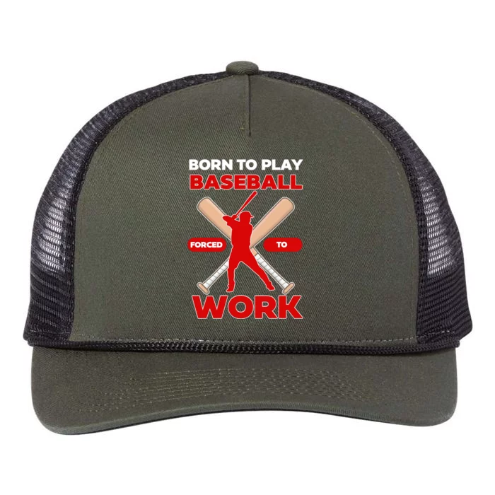 Born To Play Baseball Forced To Work Retro Rope Trucker Hat Cap