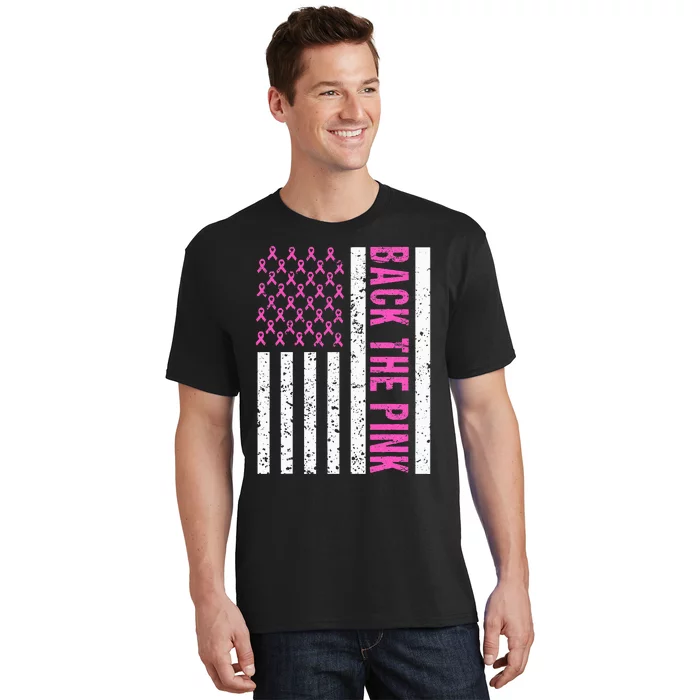 Back The Pink Breast Cancer Awareness Flag T-Shirt