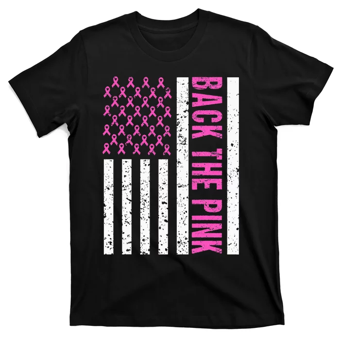 Back The Pink Breast Cancer Awareness Flag T-Shirt