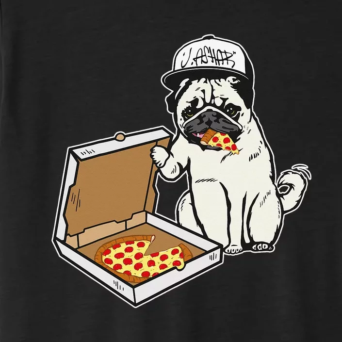 Babu the Pug Dog Eating Pizza Justin Ashar Snapback ChromaSoft Performance T-Shirt