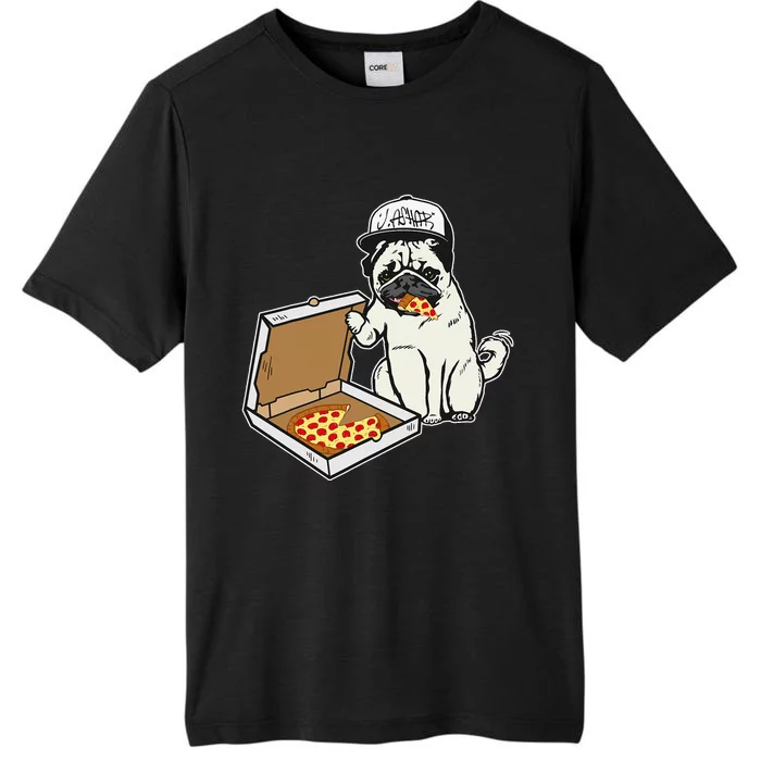 Babu the Pug Dog Eating Pizza Justin Ashar Snapback ChromaSoft Performance T-Shirt