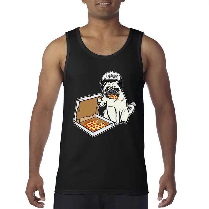 Babu the Pug Dog Eating Pizza Justin Ashar Snapback Tank Top