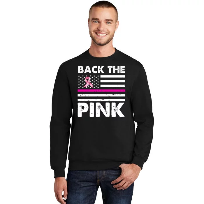 Back The Pink Breast Cancer Awareness Thin Line Sweatshirt