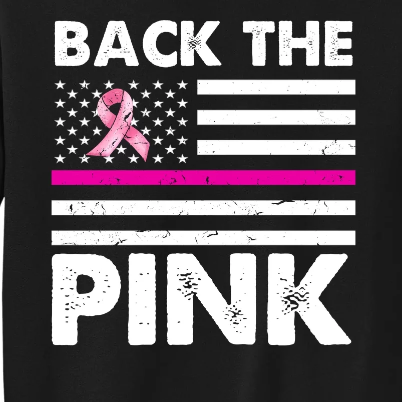 Back The Pink Breast Cancer Awareness Thin Line Sweatshirt