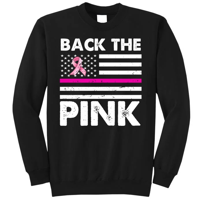 Back The Pink Breast Cancer Awareness Thin Line Sweatshirt