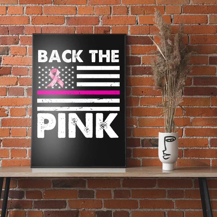 Back The Pink Breast Cancer Awareness Thin Line Poster