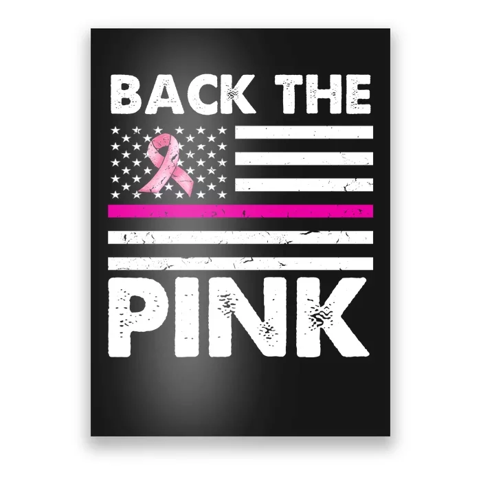 Back The Pink Breast Cancer Awareness Thin Line Poster