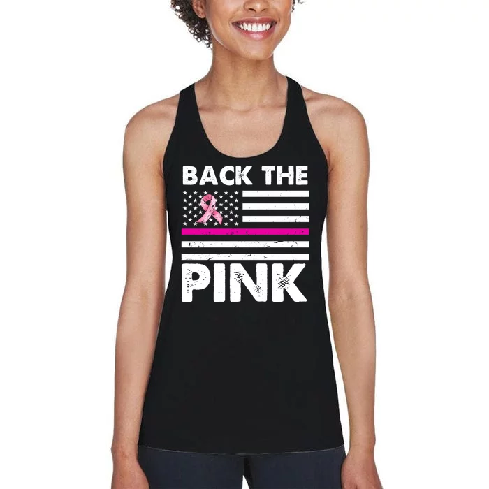 Back The Pink Breast Cancer Awareness Thin Line Women's Racerback Tank