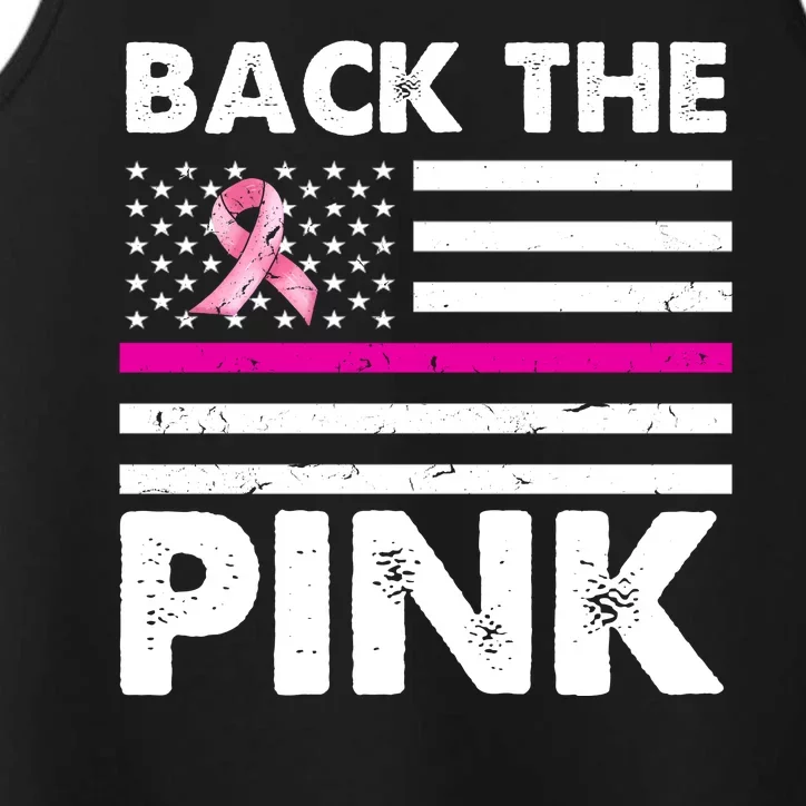 Back The Pink Breast Cancer Awareness Thin Line Performance Tank