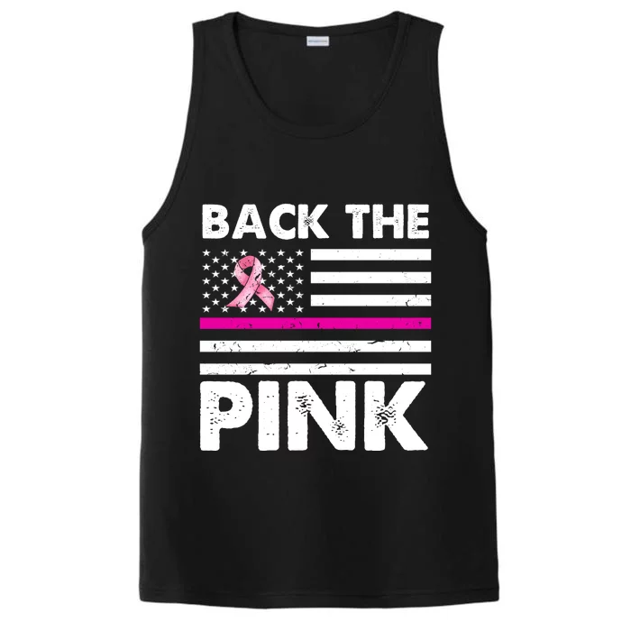 Back The Pink Breast Cancer Awareness Thin Line Performance Tank