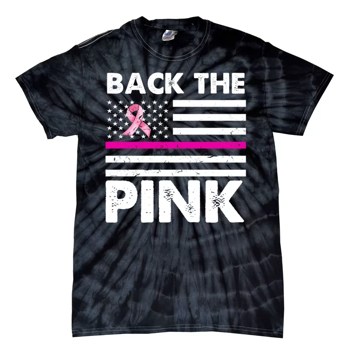 Back The Pink Breast Cancer Awareness Thin Line Tie-Dye T-Shirt