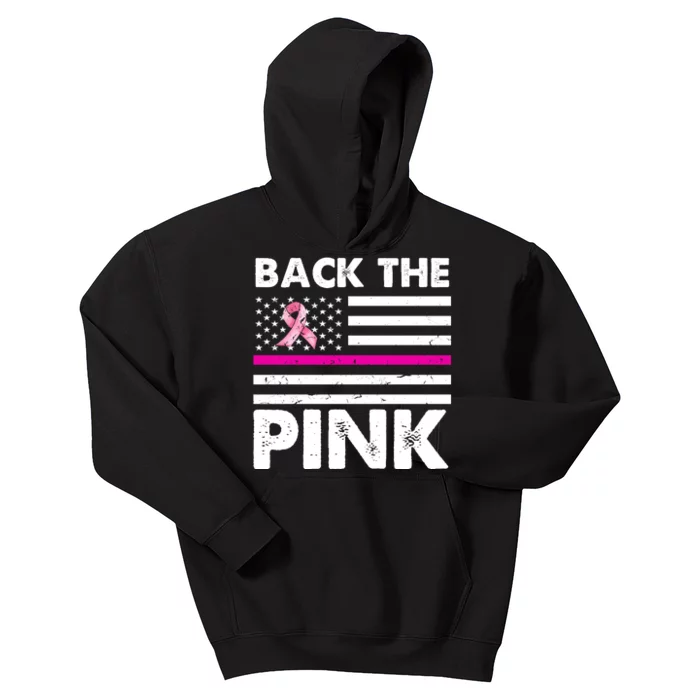 Back The Pink Breast Cancer Awareness Thin Line Kids Hoodie