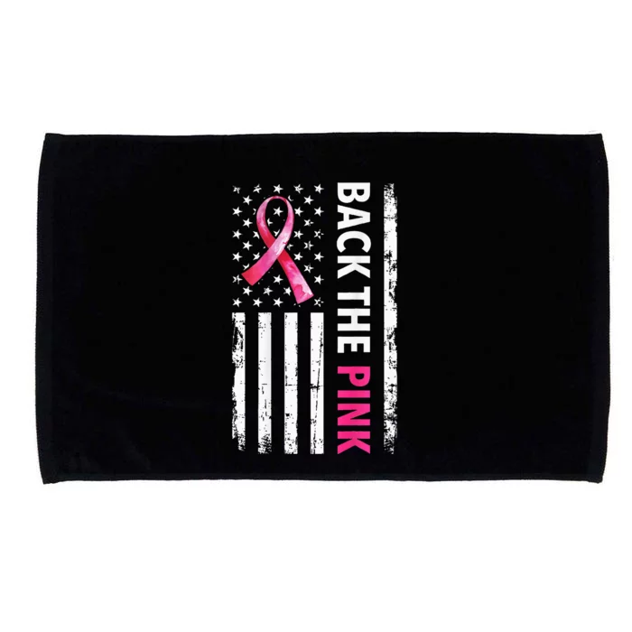 Back The Pink Ribbon Flag Breast Cancer Awareness Microfiber Hand Towel