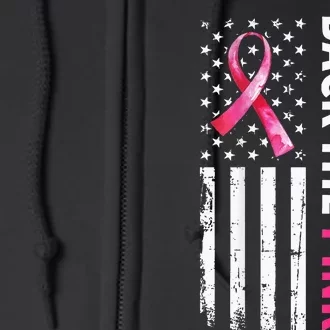 Back The Pink Ribbon Flag Breast Cancer Awareness Full Zip Hoodie