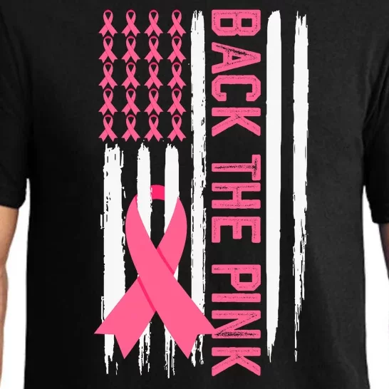 Back The Pink Ribbon Usa Flag Breast Cancer Awareness In October We Wear Pink Pajama Set