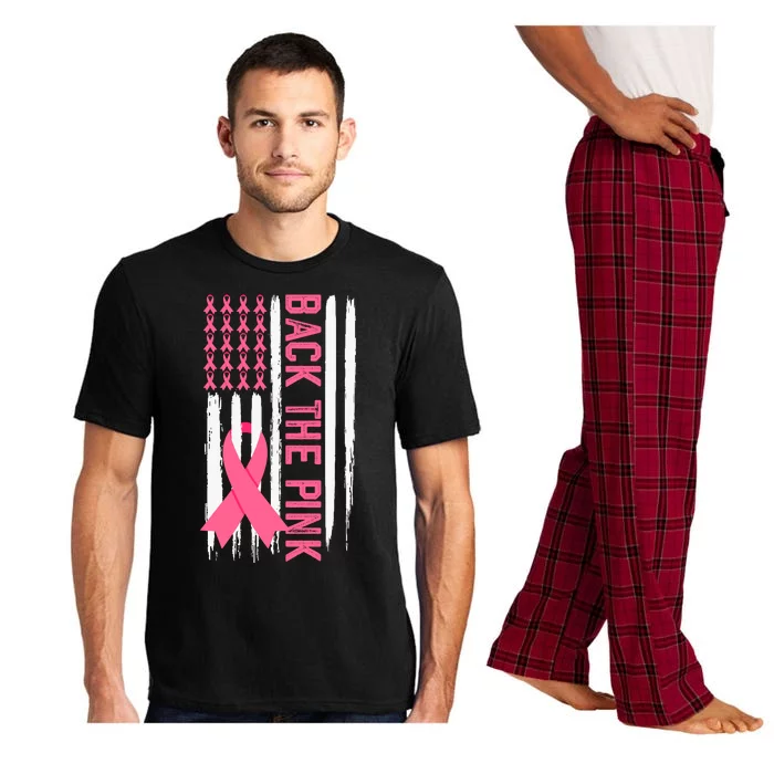 Back The Pink Ribbon Usa Flag Breast Cancer Awareness In October We Wear Pink Pajama Set