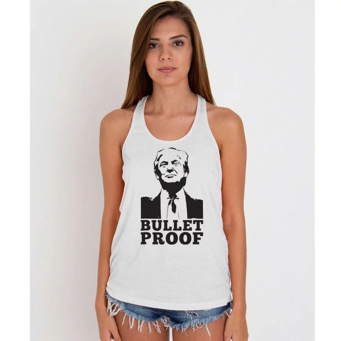 Bulletproof Trump President Bulletproof Trump Women's Knotted Racerback Tank