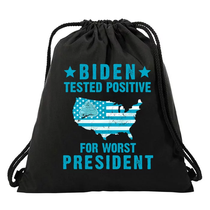 Biden Tested Positive For The Worst President Drawstring Bag